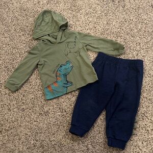 Carter's Green and Blue Dinosaur Hoodie Set